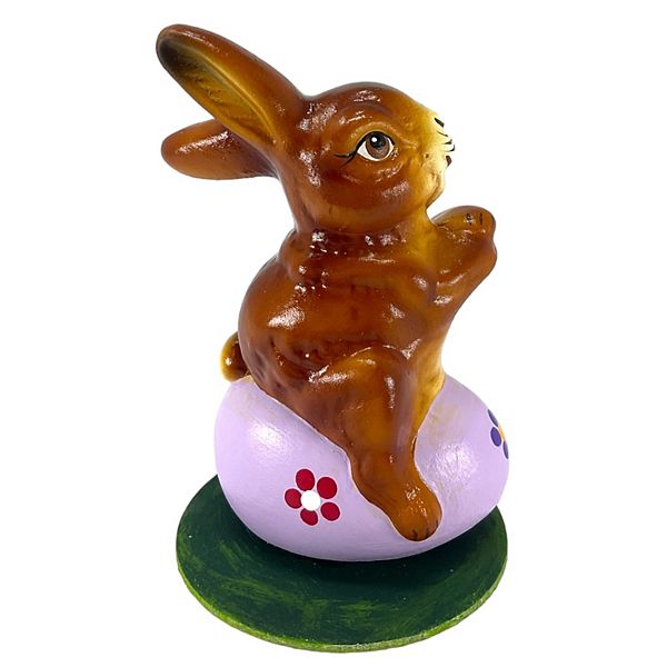 Pinnacle Peak Trading Ino Schaller Easter Bunny Rabbit On Purple Egg Paper Mache 4.25 Inch Pinnacle Peak Trading Company