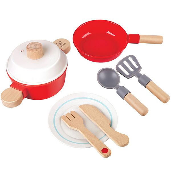 Hape: Little Chef Cook & Serve Set 8-pc. Wooden Kitchen Toy Playset Hape