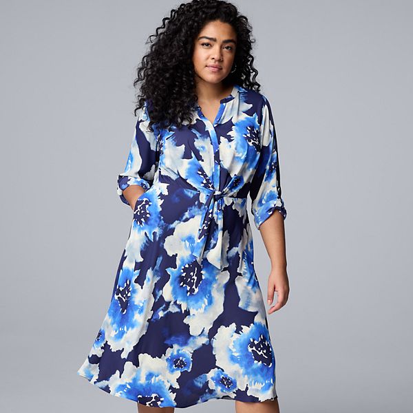 Plus Size Simply Vera Vera Wang Tie Front Midi Dress Simply Vera Vera Wang