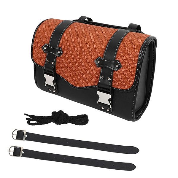 Motorcycle Tool Bag Handlebar Bags Cycling Luggage Bag Quick Release Buckle Suqare Brown Unique Bargains