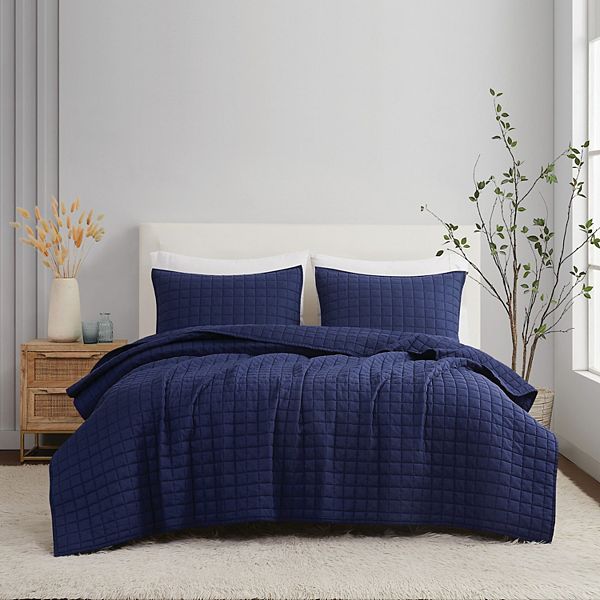 Brooklyn Loom Linen Navy Blue King Quilt Set Brooklyn Loom