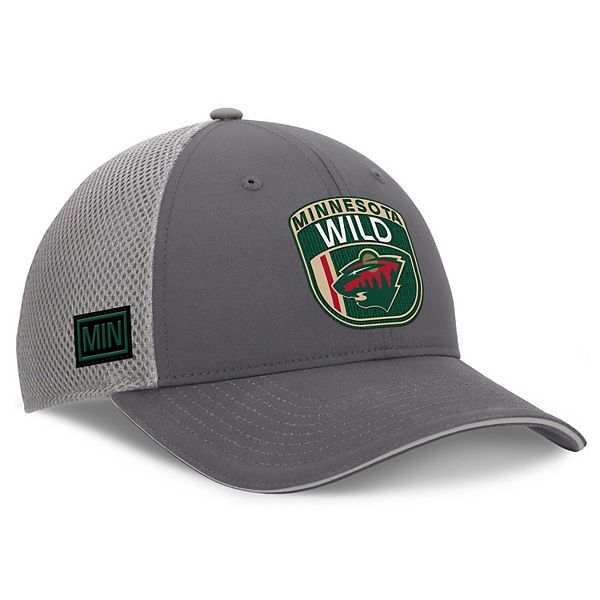 Men's Fanatics Gray Minnesota Wild Authentic Pro Home Ice Trucker Adjustable Hat Fanatics