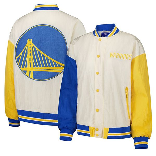 Women's Terez White Golden State Warriors Full-Snap Bomber Jacket Terez