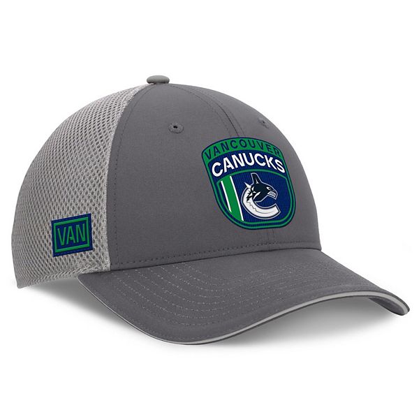 Men's Fanatics Gray Vancouver Canucks Authentic Pro Home Ice Trucker Adjustable Hat Fanatics