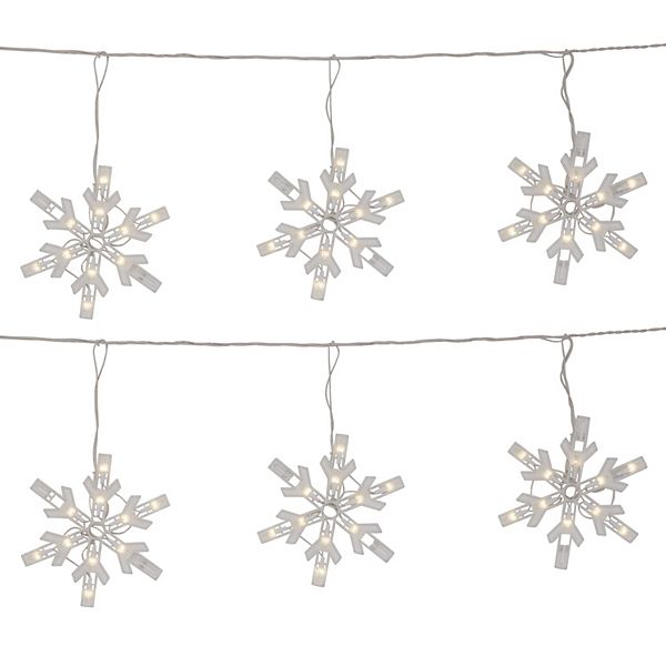 Northlight 100 Clear Twinkling Snowflake Icicle Christmas Lights - 8.6 ft. with White Wire Northlight