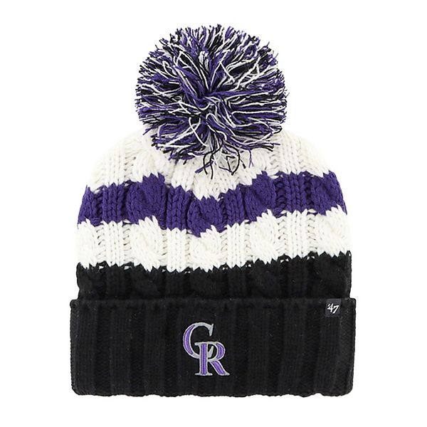 Women's '47 White/Black Colorado Rockies Ashfield Cuffed Knit Hat with Pom Unbranded