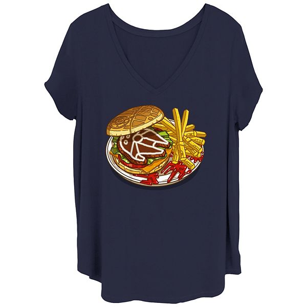 Juniors' Plus Size Star Wars Spaceships Burger V Neck Tee Star Wars