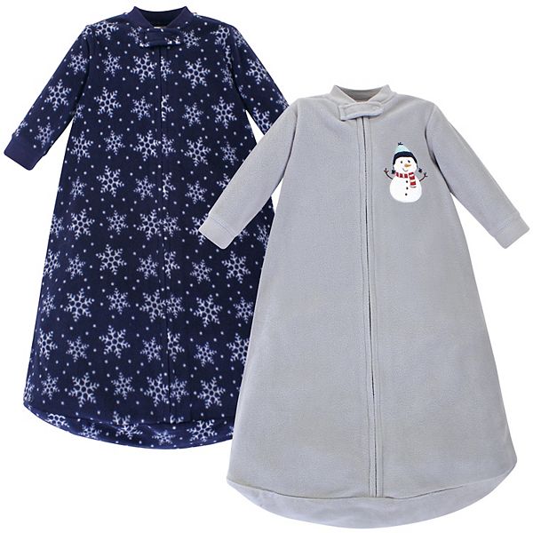 Infant Long-Sleeve Fleece Sleeping Bag, Navy Snowman, 0-9 Months Hudson Baby