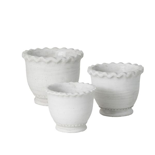 White Scalloped Edge Pot Table Decor 3-piece Set Sullivan's