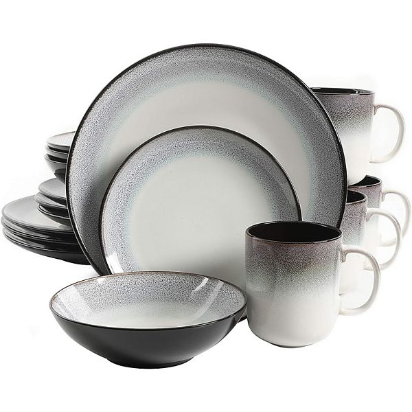 16 Piece Reactive Glaze Stoneware Dinnerware Set in Teal Gibson Home