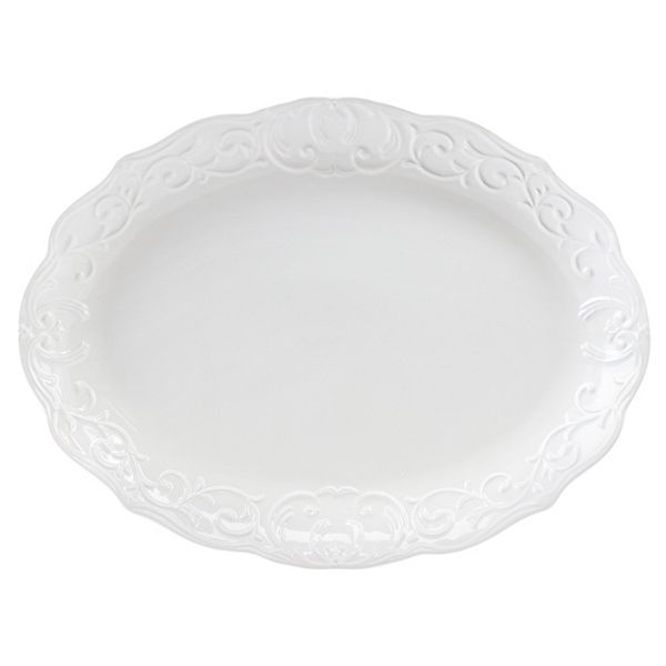 18.75 x 14 Inch Durastone Oval Platter in White Gibson Home