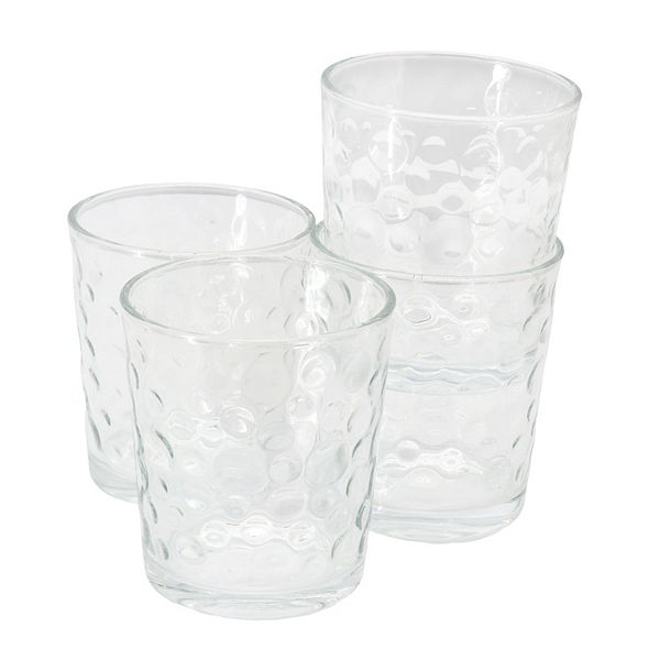 4 Piece 13.5 Ounce Bubble Double Old-Fashioned Glassware Set Gibson Home