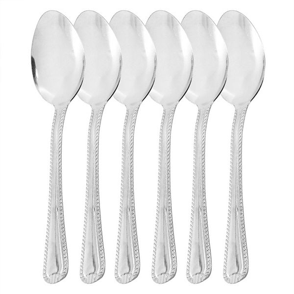 6 Piece Stainless Steel Teaspoon Flatware Set in Silver Gibson Home