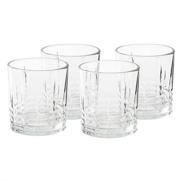 4 Piece 11.5 Ounce Double Old Fashioned Glassware Set in Clear Gibson Home