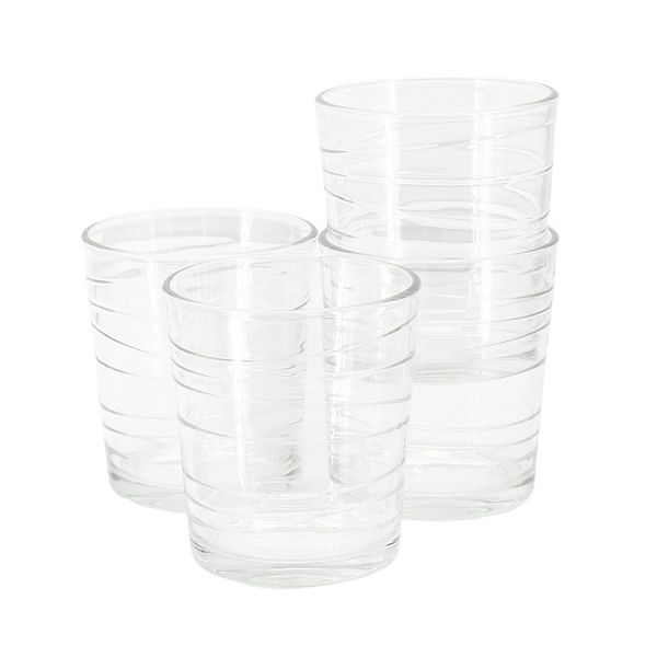 4 Piece 13.5 Ounce Swirl Double Old-Fashioned Glassware Set Gibson Home