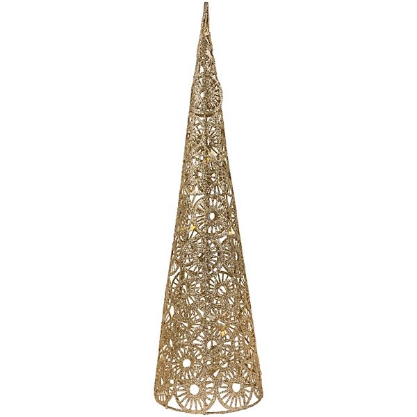 Northlight LED Lighted Gold Glittered Sunburst Christmas Cone Tree With Warm White Lights Northlight