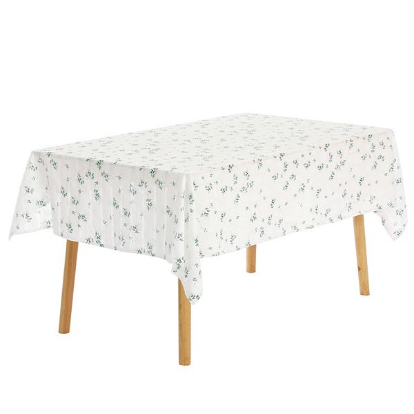 Cotton Linen Flower Dining Room Gathering Rectangle Tablecloth 1 Pc, 55" X 55" Unique Bargains