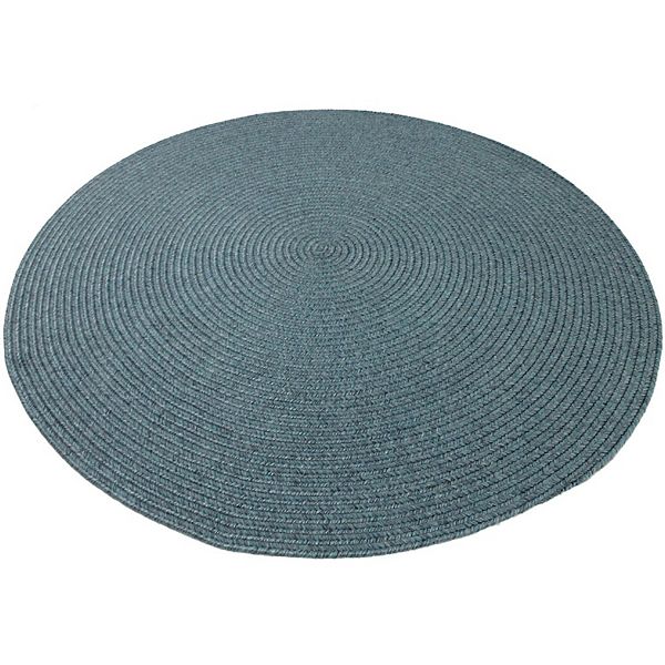 5' Blue Solid Handwoven Round Outdoor Area Throw Rug Signature Home Collection