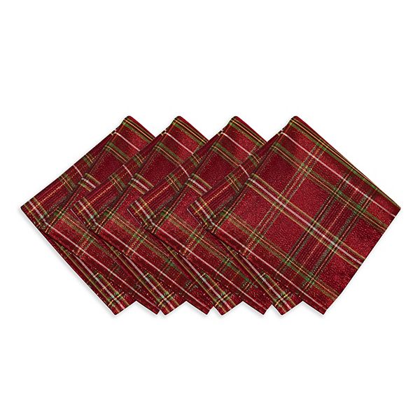 Elrene Home Fashions Shimmering Plaid Napkins, Set of 4 Elrene