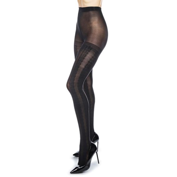 Braided Cable/solid Control Top Tights 2 Pack Memoi