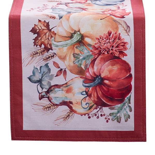 Elrene Home Fashions Botanical Harvest Pumpkin Engineered Table Runner, 13"X70" Elrene