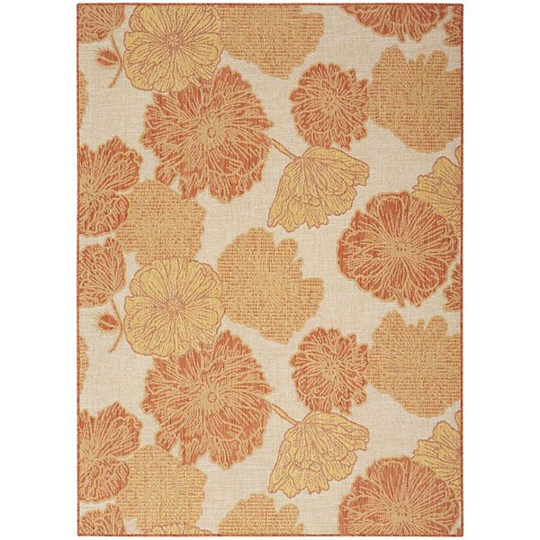 Nourison Garden Oasis Floral Flatweave Indoor Outdoor Rug RugMarketPlace