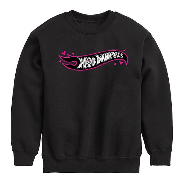 Boys 8-20 Hot Wheels Heart Eyes Skull Logo Fleece Sweatshirt Hot Wheels