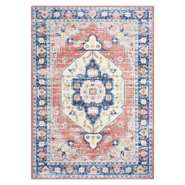 Glowsol Traditional Floral Print Area Rug Machine Washable Vintage Soft Carpet Mat GlowSol