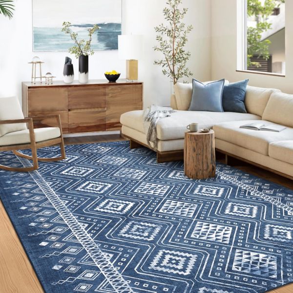 Glowsol Washable Boho Area Rug Geometric Farmhouse Throw Carpet GlowSol