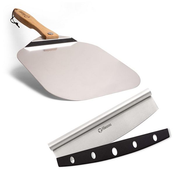 Chef Pomodoro Pizza Peel Stainless Steel Pizza Rocker Cutter Set Chef Pomodoro