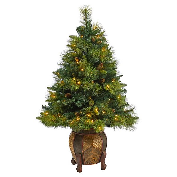 nearly natural 4.5-ft. North Carolina Mixed Pine 130-Light LED Artificial Christmas Tree Nearly Natural