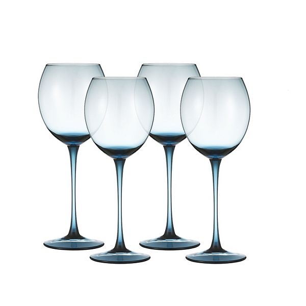 BERKWARE Colored Red Wine Glasses Set of 4 - Elegant Long Stem Wine Glass - 13.3oz (Blue) Berkware