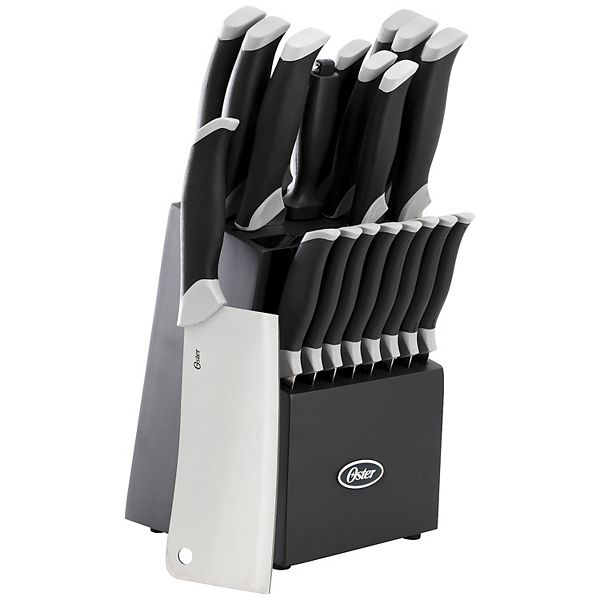 Lindbergh 22 Piece Stainless Steel Cutlery Set with Storage Block in Black Oster Cocina