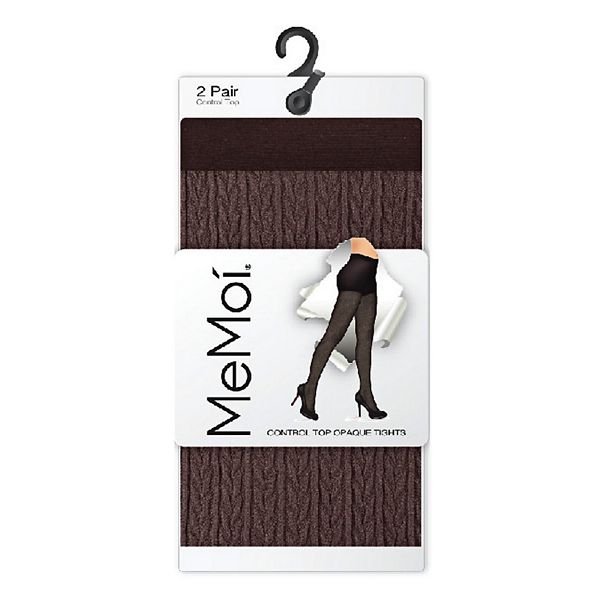 Braided Chain/solid Control Top Tights 2 Pack Memoi