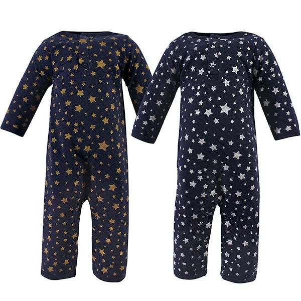 Hudson Baby Infant Premium Quilted Coveralls 2pk, Metallic Stars Hudson Baby