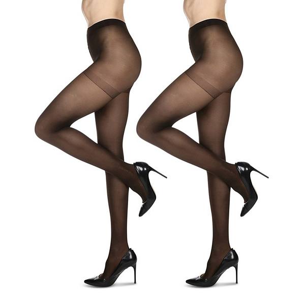 Diamonds/solid 2 Pair Control Top Tights Memoi