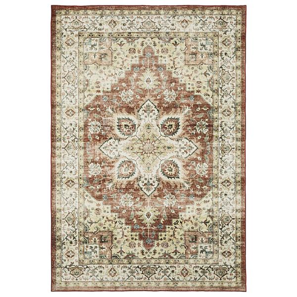 StyleHaven Sawyer Oriental Medallion Red & Ivory Washable Area Rug StyleHaven