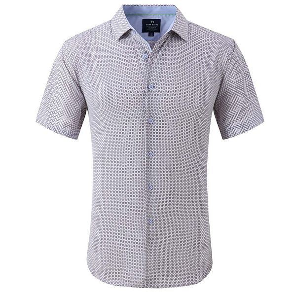 Tom Baine Slim Fit Performance Short Sleeve Geometric Button Down Tom Baine