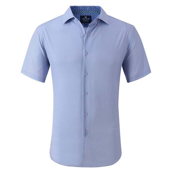 Tom Baine Slim Fit Performance Short Sleeve Geometric Button Down Tom Baine