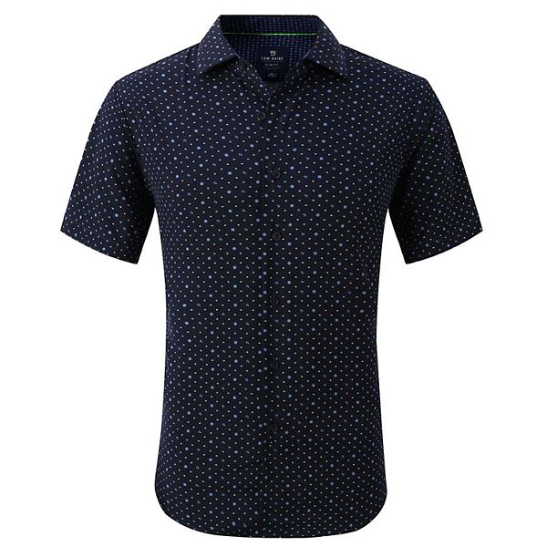 Tom Baine Slim Fit Performance Short Sleeve Geometric Button Down Tom Baine