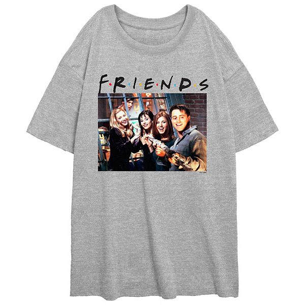 Juniors' Friends Long Poking Stick Scene Oversized Graphic Tee Friends