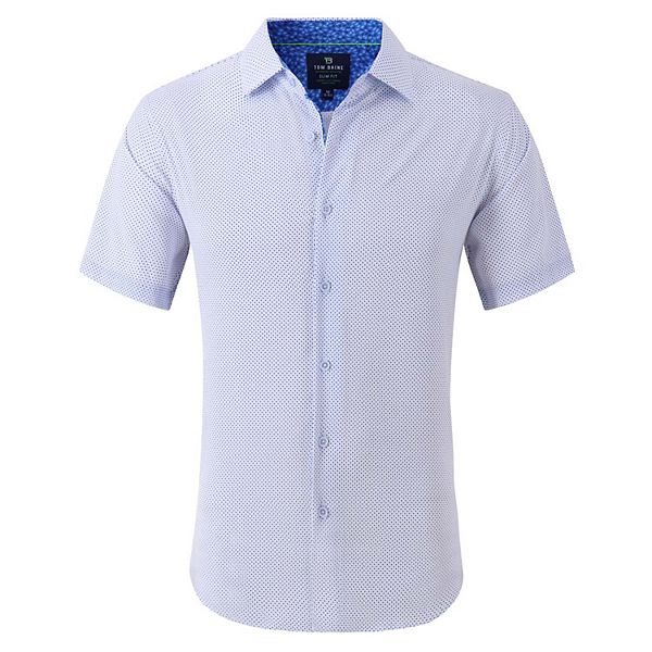 Tom Baine Slim Fit Performance Short Sleeve Geometric Button Down Tom Baine