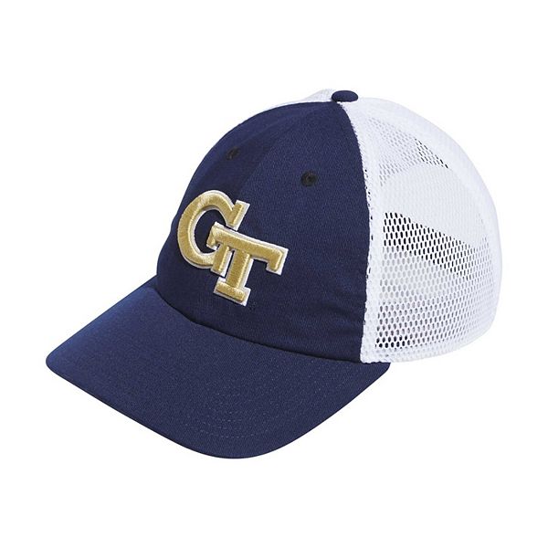 Мужская кепка Georgia Tech Yellow Jackets Mascot Slouch Trucker с регулируемыми сетчатыми панелями и вышивкой Adidas