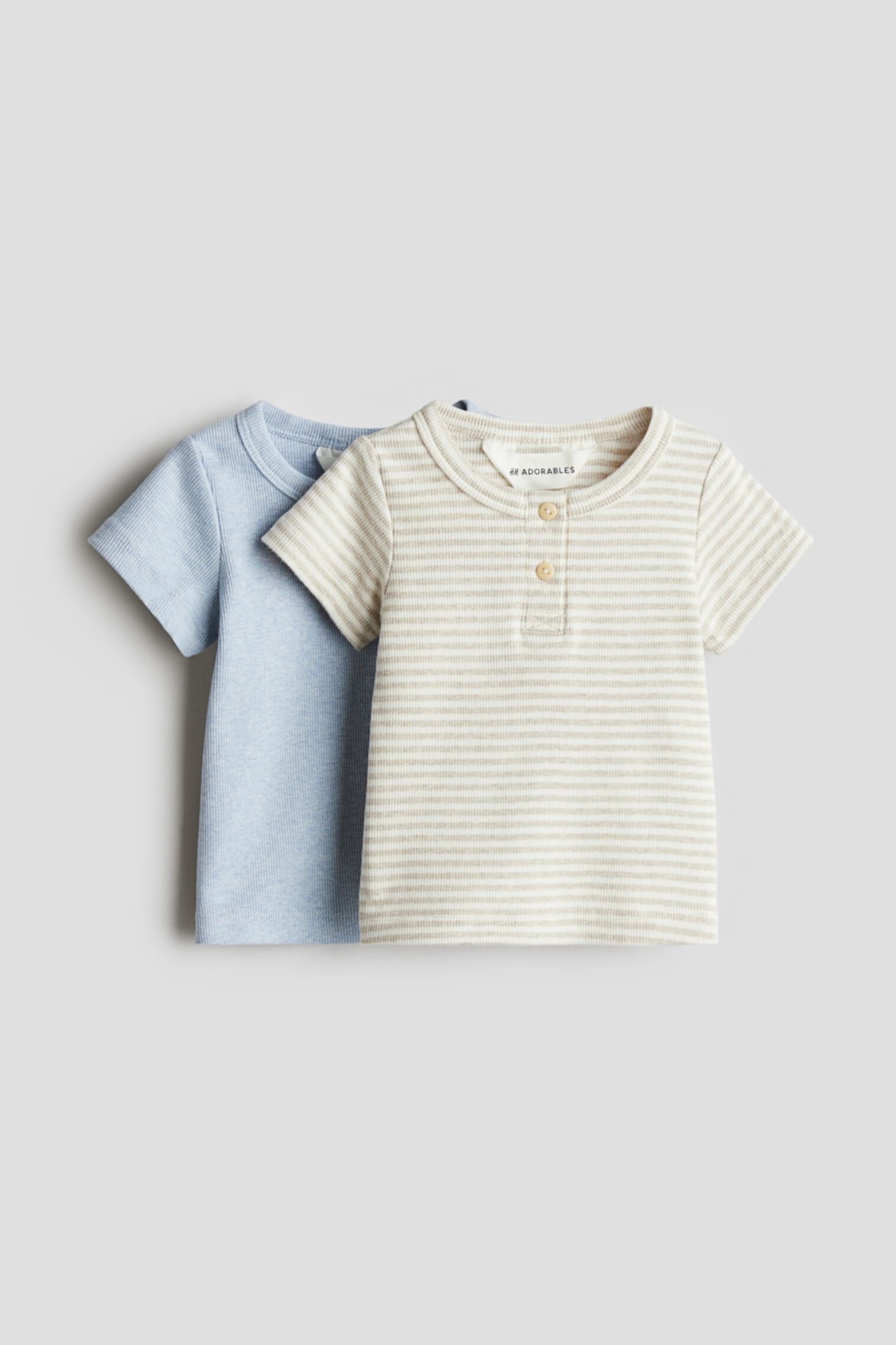 2-pack Cotton Henley Shirts H&M