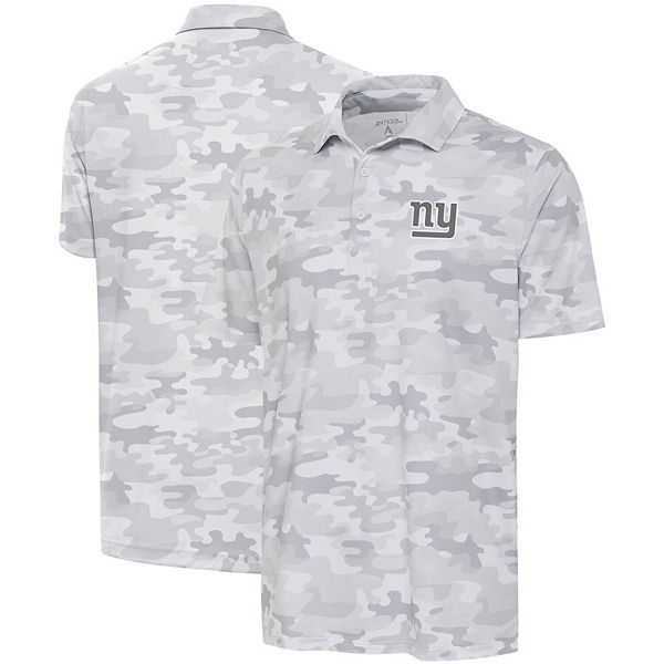 Men's Antigua White New York Giants Anthracite Logo Collide Polo Antigua