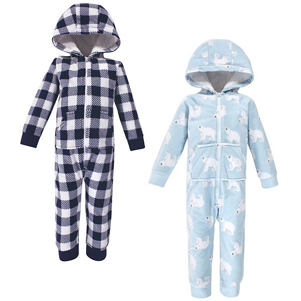 Hudson Baby Toddler Boy Fleece Jumpsuits, Coveralls, and Playsuits 2pk, Polar Bear Hudson Baby