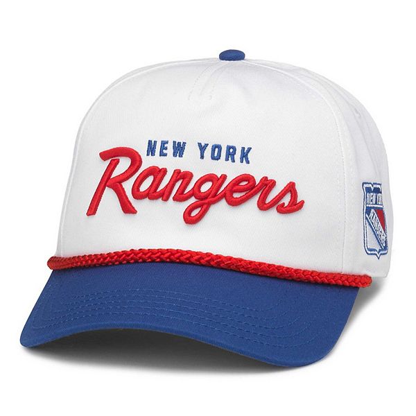 Men's American Needle White/Blue New York Rangers Roscoe Washed Twill Adjustable Hat American Needle