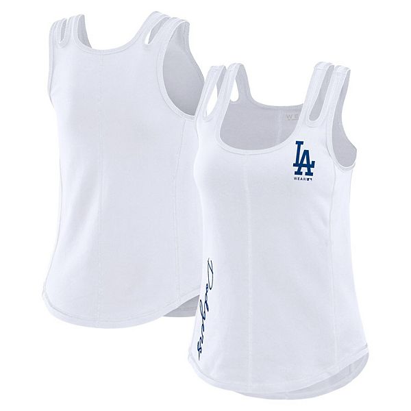 Women's WEAR by Erin Andrews White Los Angeles Dodgers Contrast Stitch Tank Top WEAR by Erin Andrews