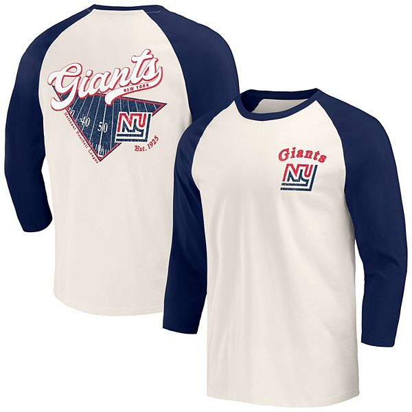 Men's Darius Rucker Collection by Fanatics Navy/White New York Giants Raglan 3/4 Sleeve T-Shirt Darius Rucker Collection by Fanatics