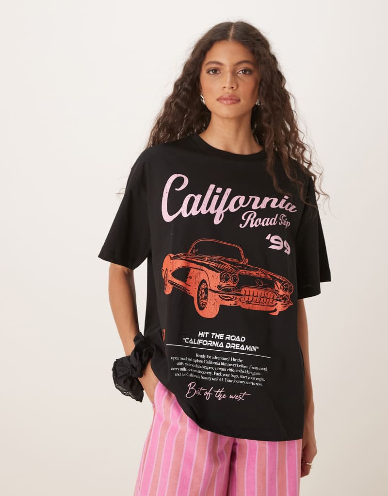 ASOS DESIGN oversized t-shirt with california car graphic in black Asos Design